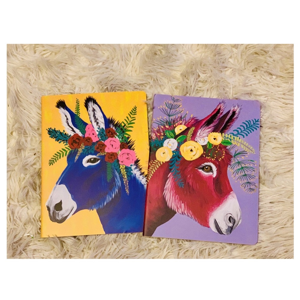 OCS 2-Pack Colorful Floral Crown Donkey Notebooks (EBD19)